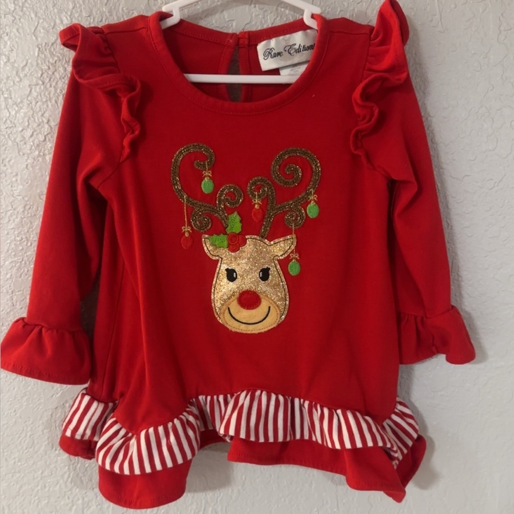 Rare Editions Red Reindeer Long Sleeve Top and Matching Flared Leggings